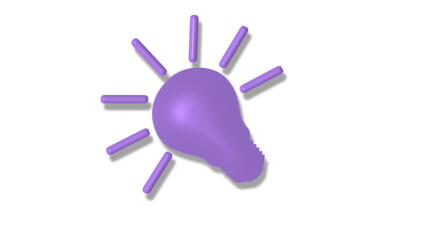 New purple 3d bulb icon on white background,Bulb icon