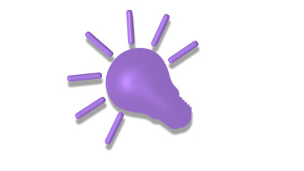 New purple 3d bulb icon on white background,Bulb icon