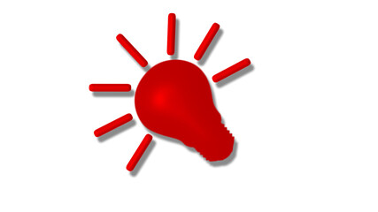 Amazing red color 3d idea bulb icon on white background