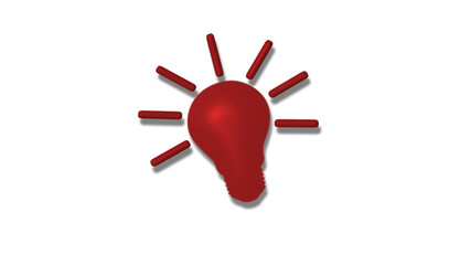 Amazing red dark 3d idea bulb iconon white background