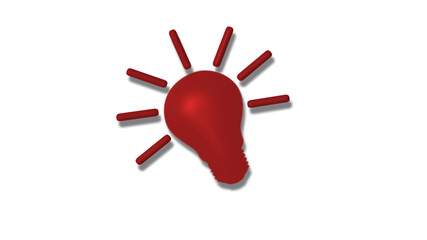 Amazing red dark 3d idea bulb iconon white background