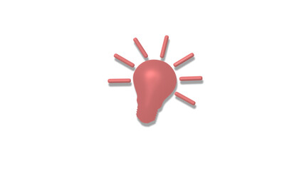 New red light 3d idea bulb icon on white background,bulb icon