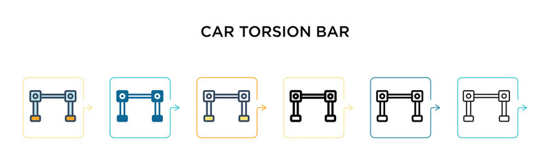 Car torsion bar vector icon in 6 different modern styles. Black, two colored car torsion bar icons designed in filled, outline, line and stroke style. Vector illustration can be used for web, mobile,