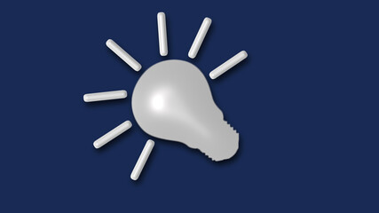 New white color 3d idea bulb icon on blue dark background