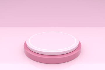 Pink pastel Podium 3d rendering