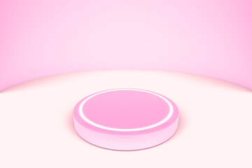Pink pastel Podium 3d rendering