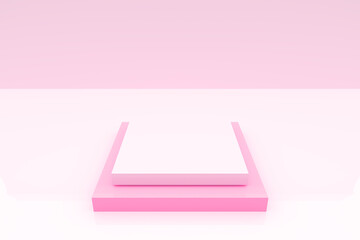Pink pastel Podium 3d rendering