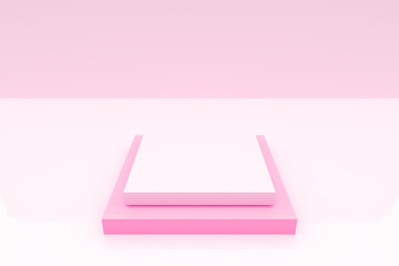 Pink pastel Podium 3d rendering