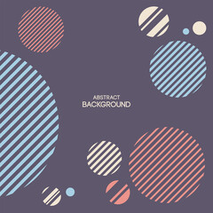 Abstract striped circles and dots background. Abstract geometric composition. Retro colors. Applicable for covers, placards, posters, brochures, flyers, banner designs. Color vector illustration.