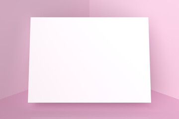 pink note paper on pink background 3d rendering