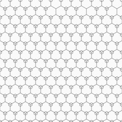 Abstract seamless hexagons pattern. Modern stylish texture. Small hexagons connected with lines. Repeating geometric tiles with triple elements. Vector monochrome background.