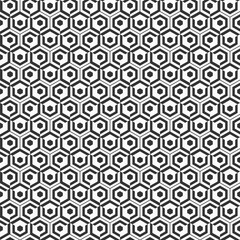 Abstract seamless hexagons pattern. Modern stylish texture. Small hexagons connected with lines. Repeating geometric tiles with triple elements. Vector monochrome background.