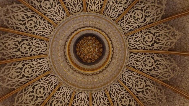 Decorated dome inside Round Hall of  Monserrate Palace in Sintra, Portugal