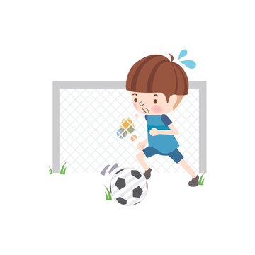 School Boy Playing Football