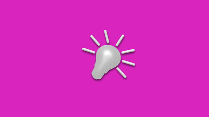 Amazing idea bulb icon on pink background,3d bulb icon