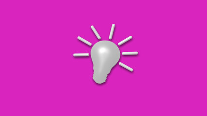Amazing idea bulb icon on pink background,3d bulb icon