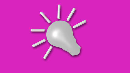 Amazing idea bulb icon on pink background,3d bulb icon