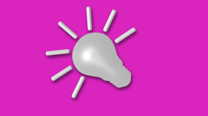 Amazing idea bulb icon on pink background,3d bulb icon