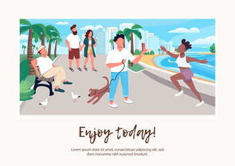 Enjoy today banner flat vector template