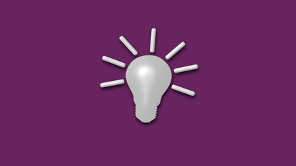 3d idea bulb icon on pink dark background,White bulb icon