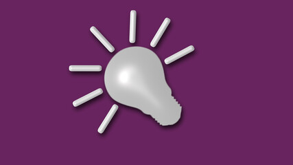 3d idea bulb icon on pink dark background,White bulb icon