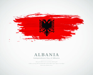 Happy independence day of Albania with artistic watercolor country flag background
