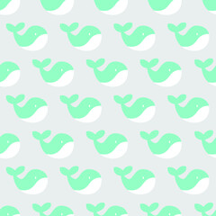 seamless pattern, whale art surface design for fabric scarf and decor