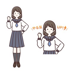 やる気を出している長袖制服の女子生徒