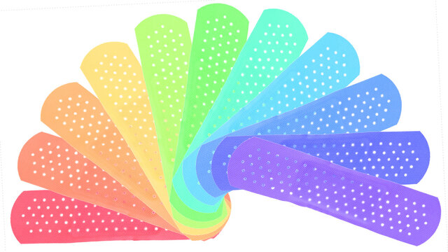 Sparadraps couleurs pours petits bobos sur fond blanc 