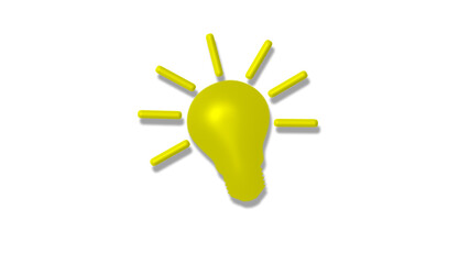 Amazing yellow color 3d bulb icon on white background