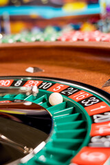 Roulette table close up at the Casino