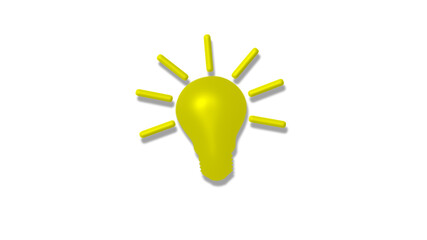 Amazing yellow color 3d bulb icon on white background