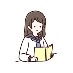 読書をしている長袖制服の女子生徒