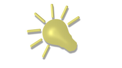New yellow light 3d bulb icon on white background