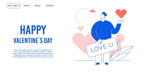 Love declaration on valentine day landing page