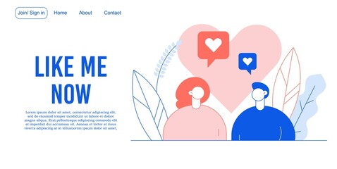 Like time social network life landing page design