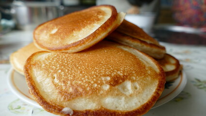 small pancakes on a plate for Breakfast