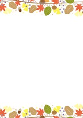 秋のキラキラした落ち葉のフレーム05