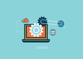 Obraz premium laptop and gears