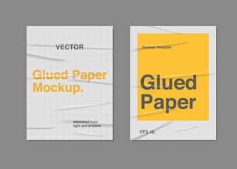 Set Realistic Glued Paper Poster Mockup Template Vector