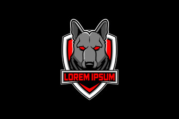 German Shepard dog shield logo vector template