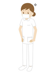 Illustration of a female nurse wearing a mask (Angry)