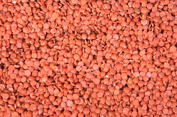 Raw red lentils food background