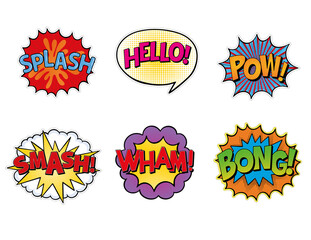 colorful comic speech bubbles set