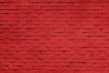 Fototapeta na wymiar Red Brick wall texture close up. Top view.