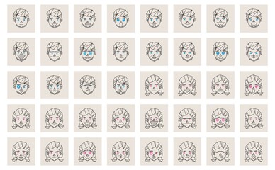 set of human emoticons