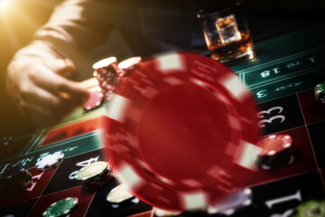 A Roulette table close up