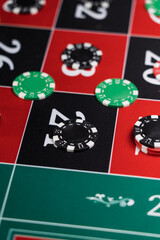 A Roulette table close up