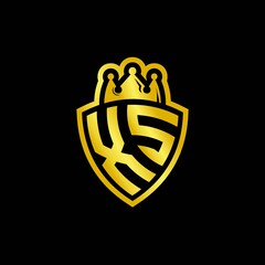 XS monogram logo with shield and crown style design template