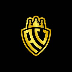 AV monogram logo with shield and crown style design template